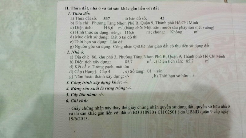 Bán dãy phòng trọ đường số 6, Tăng Nhơn Phú B, Quận 9, giá 58 triệu/m2