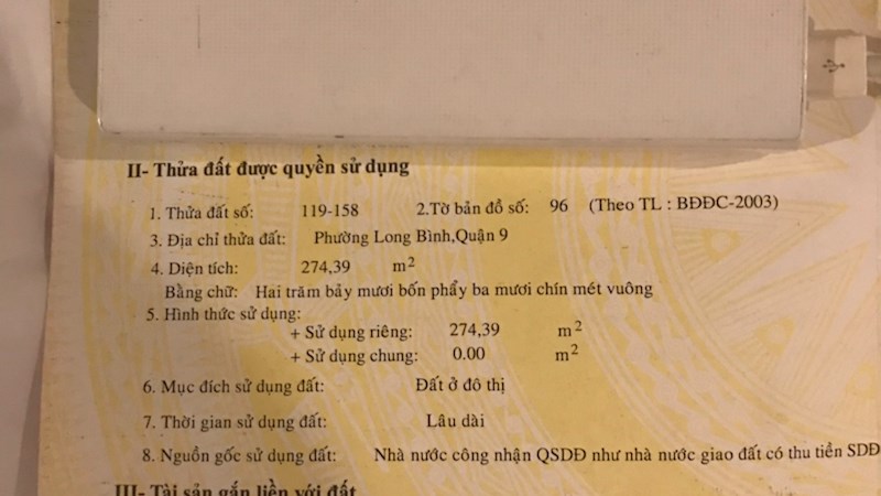 Đất thổ cư 100% phường Long Bình, quận 9, muốn bán gấp